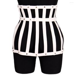 Belts White Skirt Leather Harness Cage Waist Belt Punk Goth Sexy Lingerie Dress Hollow Out Suspender Body Harajuku Dance Rave