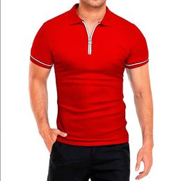 Men's Polos Euro size summer men's polo shirt thin short-sleeved t-shirt men's lapel solid Colour slim t-shirt top white red s-3xl 230424