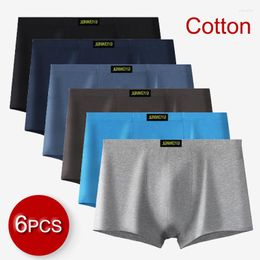 Underpants 6Pcs Men's Underwear Cotton Boxers Man Breathable Silk Solid Shorts Brand Men Boxer For Family Sexy Mens