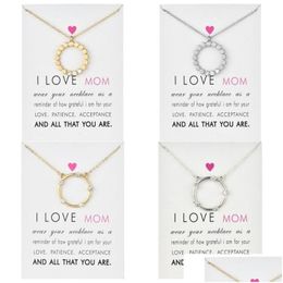Anhänger-Halsketten Kreis-Anhänger-Halsketten I Love Mom Legierungs-Halskette Modeschmuck Muttertag Drop Delivery Schmuck Halsketten Penda Dhsj5
