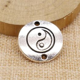 Charms 10pcs 25x25mm Tai Chi Connector For Jewellery Making Antique Silver Colour Bronze DIY