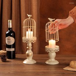 Candle Holders Retro Nordic Birdcage Candlestick Home Bedroom Dining Table Decoration Wedding