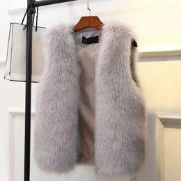Women's Vests Women Vest Solid Colour Faux Fur Cosy Fluffy Soft Thick Sleeveless Open Stitch Front Cardigan Slim Fit Lady Waistcoat