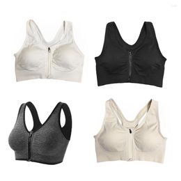 Yoga Outfit Tank Top Front Zipper Soft Resistance Comfortable Chest Binder Fixed Straps Breast Binders Sports Travel White