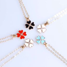 Designer Pendant Necklaces for women Elegant 4/Four lucky clover pendant with diamond niche design Japanese and Korean card necklace female accessory