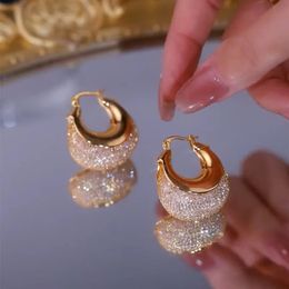 Stud Gold Colour Mesh Zircon Earrings for Women Personality Fashion Luxurious Daily Life Accessories Party Jewellery Birthday Gifts 231123