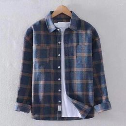 Men's Casual Shirts Men Shirt Stylish Plaid Classic Design Comfortable Fit Versatile Style For Spring Fall Fashion Turn-down Collar