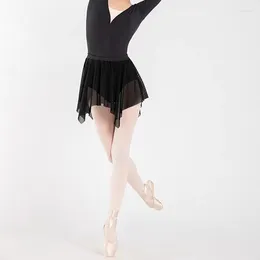Stage Wear White Black Single Layer Irregular Mesh Ballet Dance Training Skirt Tutu Adult Ballerina Swan Lake Dancing Short Tutus