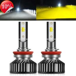 New 50W Car LED Headlight F2 1860 Lamp Beads Yellow and White Multi-Color Temperature H4 H1 H3 H11 H7 9005 9006 9012 Auto Fog Lamp