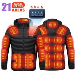 Men s Jackets 19 21 HEATING ZONES Men Women USB Heating Winter Warm Heated Parkas Electric Waterproof Jacket Coat 231124