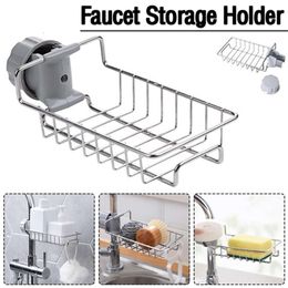 New Kitchen Stainless Steel Sink Drain Rack Sponge Storage Faucet Holder Soap Drainer Shelf Basket Organizer Bathroom Accessories