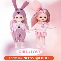 Dolls Scale 112 16cm Happy Princess BJD Doll with Clothes and Shoes Movable 13 Joints Fashion Model Girl Gift Child Toys 231124