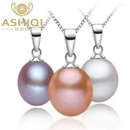 Pendants ASHIQI Natural Freshwater Pearl Necklaces & 925 Sterling Silver For Women Jewelry Valentine's Day Gift