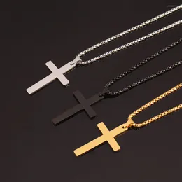 Pendant Necklaces Gothic Stainless Steel Cross Necklace For Men Minimalist Jewellery Male Female Women Chokers Silver Colour