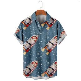 Men's T Shirts Short Sleeve Button Mens Printed Christmas Down Beach Long Men Shirt Denim Jacket