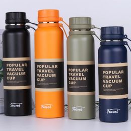 Water Bottles 650ML 850ML 1100ML Thermos Double Stainless Steel Sport Vacuum Flask Outdoor Climbing Fitness Thermal Insulation Cup 231123