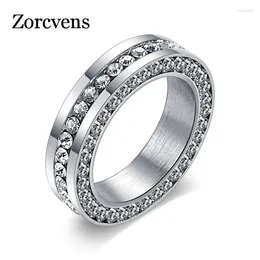 Cluster Rings ZORCVENS Fashion Wedding Ring White Gold-Color Cubic Zirconia Jewelry Valentine Gift For Women Engagement