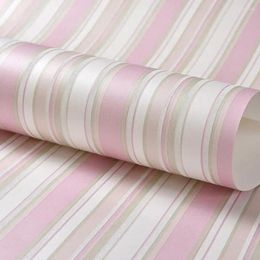 Wallpapers 2023 Arrival Pink Blue Striped Wallpaper Kids Room Decoration 3d Papier Peint Enfant Baby Girl Boys Bedroom Wall Paper ZE231