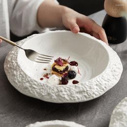 Plates Nordic Rock Textured Ceramic Plate Creative El Restaurant Tableware French Style Deep Dinner Molecular Cuisine Dishes