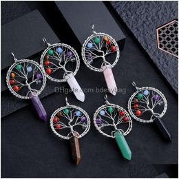 Charms Chakra Tree Of Life Charms Shape Stone Healing Crystal So Pendum For Dowsing Divination Quartz Pendant Drop Delivery Jewelry Je Dh5Rd