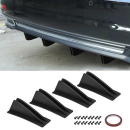 4Pcs Universal Rear Bumper Lip Diffuser Shark Fins Chin Protector for Cover Trim Spoiler