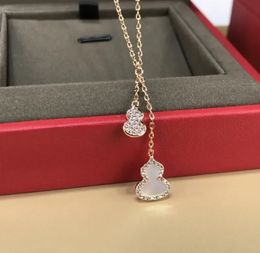 diamond pendant necklace Classic Titanium steel diamonds bottle gourd Pendant Necklaces plated women luck necklace High quality Jewellery