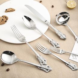 Dinnerware Sets Nordic Creativity Silver Cutlery Set Retro Metal Eco Friendly Elegant Life Juegos De Vajilla Home Decore EC50CJ