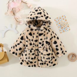 Jackets Baby Girl Clothes Winter For Girls Thicken Hooded Coat Fashion Leopard Print Infant Clothing 231124