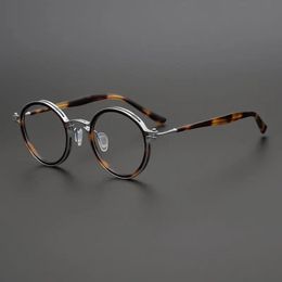 Sunglasses Frames Top Quality Japanese Handmade Ultralight Retro Round Glasses Frame Men Eyeglasse Optic Prescription Myopia Lens 231123