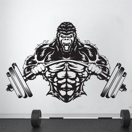 Gym Wall Decal Custom Fitness Decor Workout Art Vinyl Sticker Gorilla Gym Quote Stickers Motivation Crossfit A732 210308197u