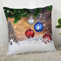 Pillow Case Custom Decorative Pillowcase Merry Christmas Tree Square Zippered Cover Autumn 40x40 45x45cm(One Side)