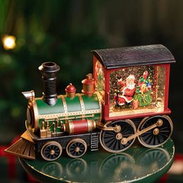 Christmas Toy Supplies Christmas Santa Claus Train Music Box Flying Snow Music Box Crystal Ball Children's Toys Birthday Gift GE FAN 231124