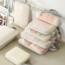 Bag Organiser 5PCS Compressed Packing Cubes Travel Storage Set Mesh Visual Luggage Portable Lightweight Suitcase 231123