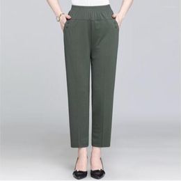 Women's Pants 2023 Middle Aged And Old Women Spring Summer Pant Thin Elastic Waist Loose Cotton Mother Long Trousers Plus Size XL-5XL