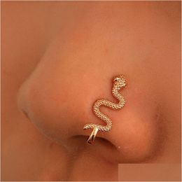 Nose Rings & Studs Snake Septum Nose Rings For Women Faux Clip Ring Fashion Nonpierced Body Jewelry Drop Delivery Jewelry Body Jewelry Dhkhw