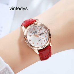 Luxury Watch New Korean Fashion Live Girl Watch Student Double Calendar Rhinestone Belt Quartz Women