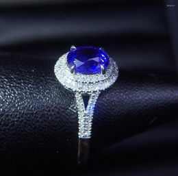 Cluster Rings Fine Jewellery Sapphire Ring Natural 1.16ct Cornflowerl Blue Gemstone Pure 18 K Gold For Women Diamonds