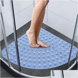 Bath Mats Bath Mats Fan-Shaped Bathroom Anti-Slip Mat El Toilet Shower Floor Pads Candy Colour Pvc Carpet Oversized Foldable Plastic Ru Dhf6G