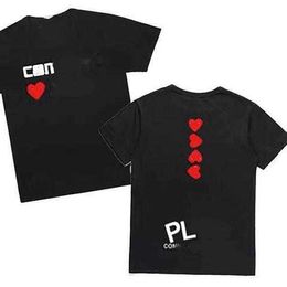 Play designer Mens T-Shirts childrens embroidered love eyes pure cotton white red heart short-sleeved tshirts boys and girls loose casual tshirt top cz