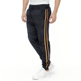 Men's Pants Long Casual Sport Slim Fit Plaid Trousers Running Joggers Sweatpants For Man Elasticated Waist Ropa Hombre 2023