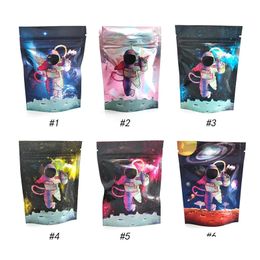 3.5g Mylar Bags California SF Spaceman Package Print Stand Up Pouch Smell Proof Holographic Film Zipper Bag Astronauts Design Plastic Pouches