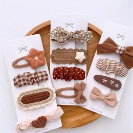 Hair Accessories Coffee Warm Colour Cute Cartoon Princess Hairpins Children Girls Clips Bows Barrettes Hairclip Headwear