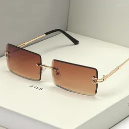 Sunglasses Colour Rectangle Rimless Gradient Women Men Frameless Small Shades Fashion Sun Glasses For Male Retro