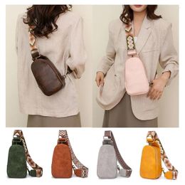 School Bags Women Backpack Vintage Stylish Crossbody Chest Bag Multipurpose PU Leather Wide Strap Backpacks Travel Shoulder Purse