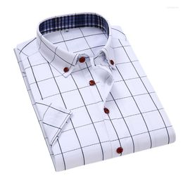Men's Dress Shirts 2023 Mens Plaid Fashion Short Sleeve Slim Men's Clothing Casual Button Up Hawaiian Shirt