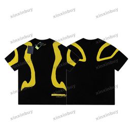 xinxinbuy Men designer Tee t shirt 23ss Knitted letter short sleeve cotton women Black yellow blue S-2XL