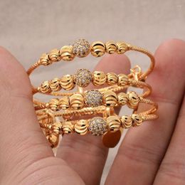 Bangle 4-10 Years Small France Bead Gold Colour Bangles Zircon Stone Adjustable Bracelets For Baby Girls Golden Babby Jewellery