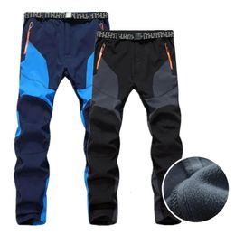 Other Sporting Goods Mens Fleece Hiking Pants Softshell Waterproof Windproof Outdoor Thicken Warm Trousers Male Trekking Camping Climbing Wear 231123