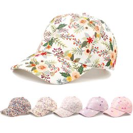 Caps New Kids Flower Prints Children Snapback Baseball Cap Spring Summer Fashion Hip Hop Boy Girl Baby Casual Hats For 4-10 Years Old P230424