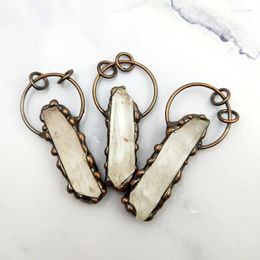 Pendant Necklaces Irregular Natural Clear Quartz Vintage Bronze Soldering Simple Design Bohemian Style For Men Women Necklace Jewellery